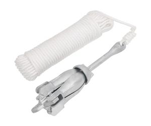 vidaXL Folding Anchor with Rope Silver 8 kg Hot Dip Galvanized Cast Iron
