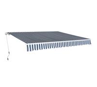 vidaXL Folding Awning Manual Operated 400 cm Blue/White, Blue