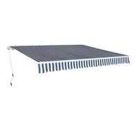 vidaXL Folding Awning Manual Operated 400 cm Blue/White, Blue