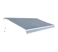 vidaXL Folding Awning Manual-Operated 500 cm Blue and White, Blue