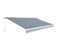 vidaXL Folding Awning Manual Operated 500 cm Blue/White, Blue