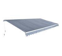 vidaXL Folding Awning Manual Operated 600cm Blue/White Canopy Solar Shade