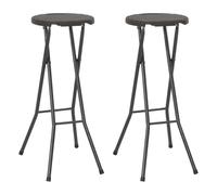 vidaXL Folding Bar Stools 2 pcs HDPE and Steel Brown Rattan Look
