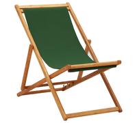 Vidaxl Folding Beach Chair Eucalyptus Wood And Fabric Green