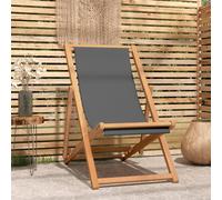 vidaXL Folding Beach Chair Solid Teak Wood Grey