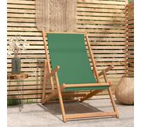 vidaXL Folding Beach Chair Solid Wood Teak Green