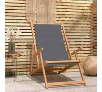 vidaXL Folding Beach Chair Solid Wood Teak Grey UK