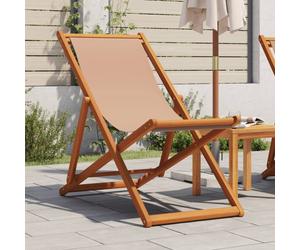 vidaXL Folding Beach Chair Taupe Solid Wood Eucalyptus and Fabric
