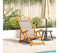 vidaXL Folding Beach Chair with Armrests Taupe Acacia Wood & Textilene
