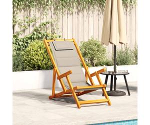 vidaXL Folding Beach Chair with Armrests Taupe Acacia Wood & Textilene