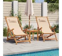 Folding Beach Chair Outdoor Chair Garden Beach Fabric and Wooden Frame vidaXL