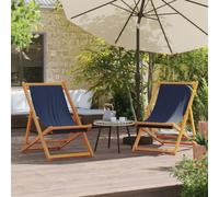 vidaXL Folding Beach Chairs 2 pcs Blue Fabric