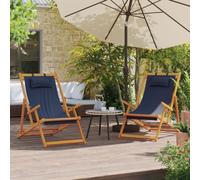 vidaXL Folding Beach Chairs 2 pcs Blue Fabric