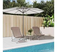 Vidaxl Folding Beach Chairs 2 Pcs Brown Textilene&powder-Coated Steel