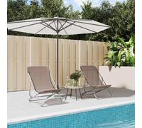 vidaXL Folding Beach Chairs 2 pcs Brown Textilene&Powder-coated Steel