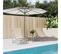 vidaXL Folding Beach Chairs 2 pcs Cream Textilene&Powder-coated Steel