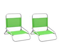Folding Beach Chairs 2 pcs Green Fabric