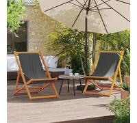 vidaXL Folding Beach Chairs Garden Chairs Outdoor Chairs 2 pcs Grey Fabric