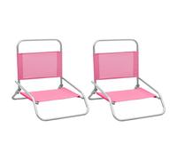 vidaXL Folding Beach Chairs 2 pcs Pink Fabric