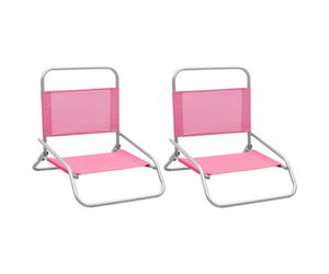 vidaXL Folding Beach Chairs 2 pcs Pink Fabric
