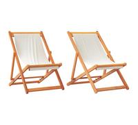 vidaXL Folding Beach Chairs Garden Chair Outdoor Chair 2pcs Cream White Fabric