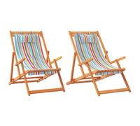 vidaXL Folding Beach Chairs Garden Chair Outdoor Chair 2pcs Multicolour Fabric