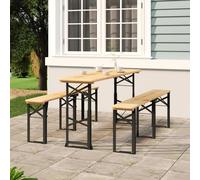 vidaXL Folding Beer Table Outdoor Folding Wooden Beer Table Solid Wood Fir