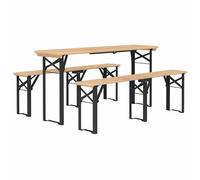 vidaXL Folding Beer Table Set Wooden Table and Bench 3 Piece Solid Wood Fir