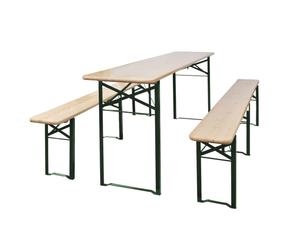 vidaXL Folding Beer Table Wooden Table and Bench Set with 2 Benches Fir Wood