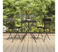 vidaXL Folding Bistro Chairs 2 pcs Black Poly Rattan and Steel UK HOT