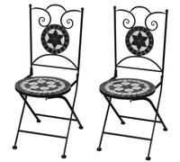 vidaXL Folding Bistro Chairs 2 pcs Ceramic Black and White UK HOT