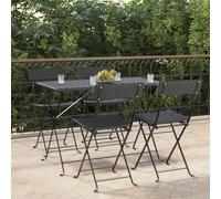 (black, 4 pcs) vidaXL Folding Bistro Chairs Poly Rattan and Steel Patio Outdoor Dining Chair