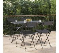 vidaXL Folding Bistro Chairs 4 pcs Black Poly Rattan and Steel UK HOT