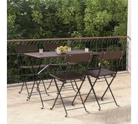 vidaXL Folding Bistro Chairs 4 pcs Brown Poly Rattan and Steel, Brown