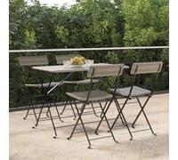 (grey, 4 pcs) vidaXL Folding Bistro Chairs Poly Rattan and Steel Patio Outdoor Dining Chair