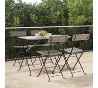vidaXL Folding Bistro Chairs 4 pcs Grey Poly Rattan and Steel UK HOT