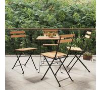 vidaXL Folding Bistro Chairs 4 pcs Solid Wood Teak and Steel, Brown