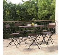 vidaXL Folding Bistro Chairs 6 pcs Brown Poly Rattan and Steel
