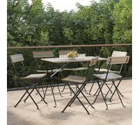vidaXL Folding Bistro Chairs 6 pcs Grey Poly Rattan and Steel