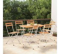 vidaXL Folding Bistro Chairs 6 pcs Solid Wood Acacia and Steel UK HOT