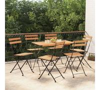 vidaXL 6x Folding Bistro Chairs Solid Wood Teak and Steel Outdoor Furniture