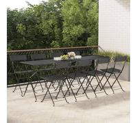 vidaXL Folding Bistro Chairs 8 pcs Black Poly Rattan and Steel NEW