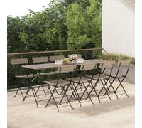 vidaXL Folding Bistro Chairs 8 pcs Grey Poly Rattan and Steel
