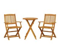 vidaXL Folding Bistro Set 3 Piece Outdoor Table and Chair Solid Wood Acacia