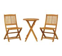 vidaXL Folding Bistro Set 3 Piece Outdoor Table and Chair Solid Wood Acacia
