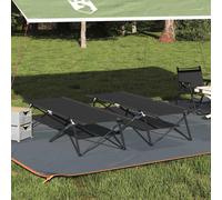 vidaXL Folding Camping Bed 2 pcs Black 206 x 76 x 74 cm Oxford fabric