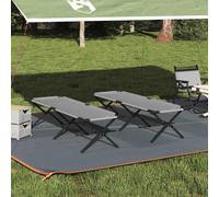 vidaXL Folding Camping Bed 2 pcs Grey 193 x 69 x 45 cm Oxford fabric