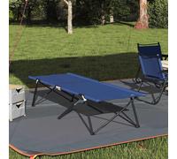 vidaXL Folding Camping Bed Folding Manual 2 pcs Blue 206 x 76 x 74 cm