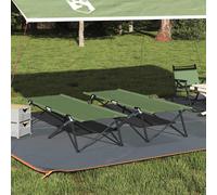 vidaXL Folding Camping Bed Folding Manual 2 pcs Green 206 x 76 x 74 cm