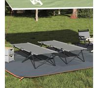 vidaXL Folding Camping Bed Folding Manual 2 pcs Grey 206 x 76 x 74 cm